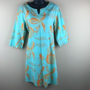 Haley and The Hound Tunic Dress Small Teal Orange